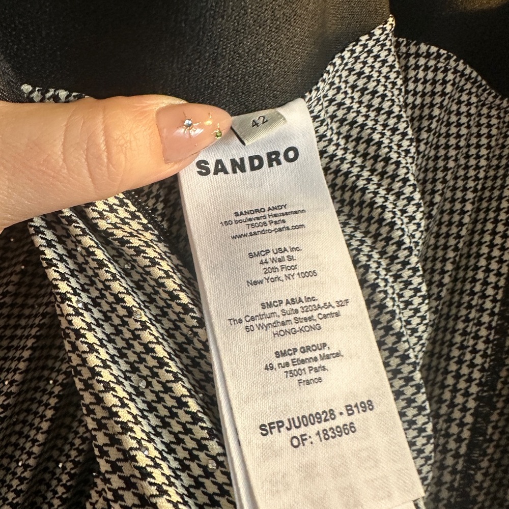 Sandro Black and White A-Line Skirt with rhinestone accents - Picture 4 of 4